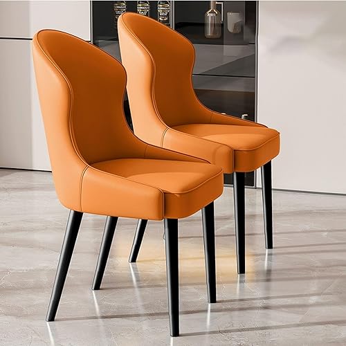 Miniatura 13 de JKGHK Dining Chairs Set of 2, Leather Living Room Chair, Upholstered Kitchen Chairs with Backrest, Armless Side Chair with Metal Leg, for Kitchen,