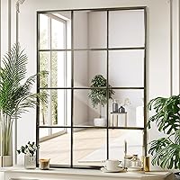 Anpark 24x36 Bronze Windowpane Wall Mirror - Farmhouse Decorative Leaning Hanging Mirror for Bedroom Living Room Entryway