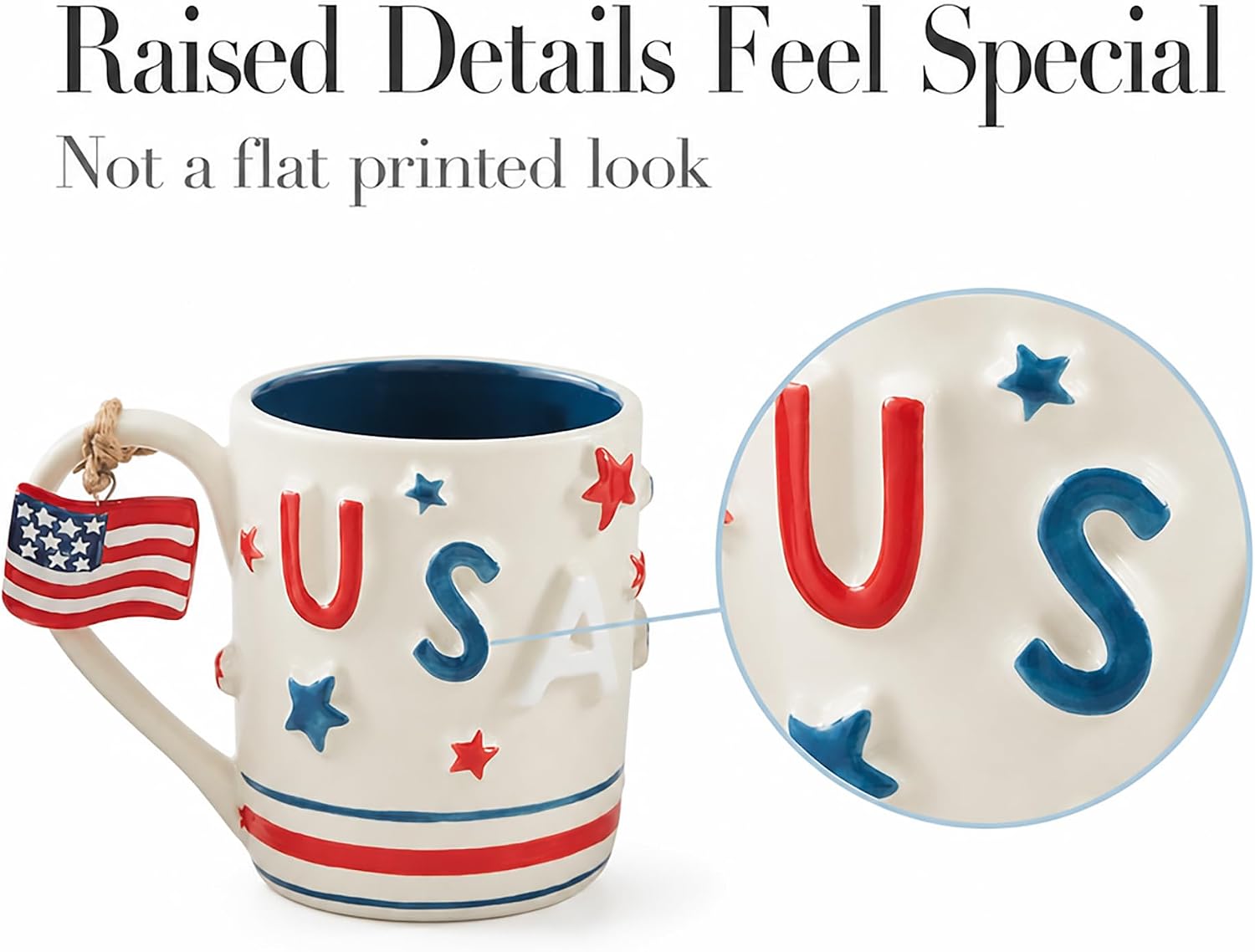 Mud Pie USA Americana Mug Set, 15 oz, America 250 Mug