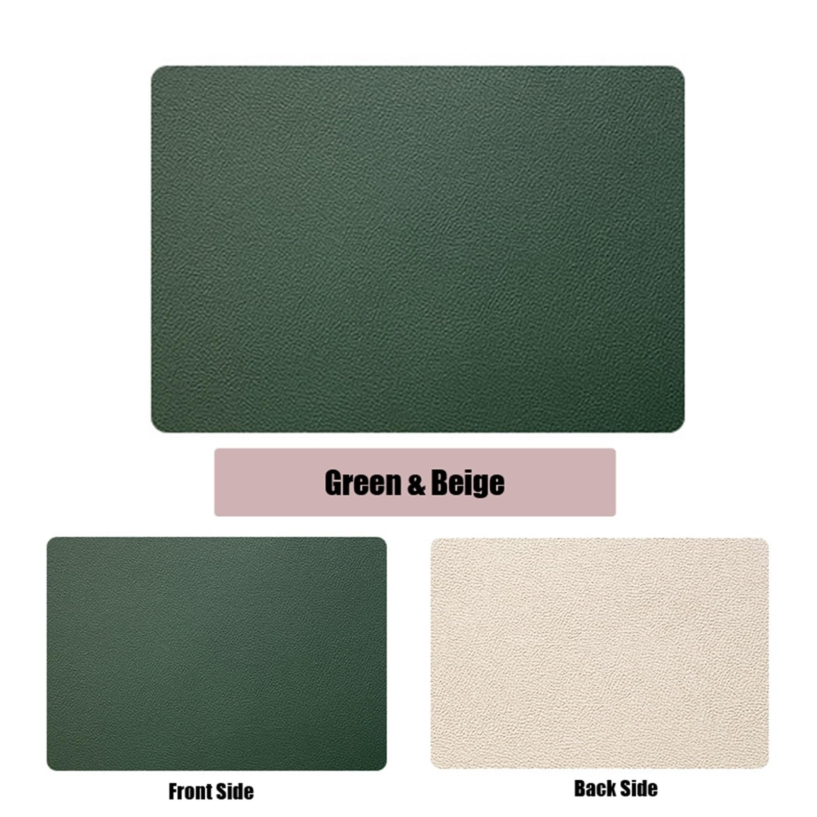 Lot de 6 sets de table vert-beige réversibles aspect uni bicolore 30 x 43 cm pour cuisine et salle à manger