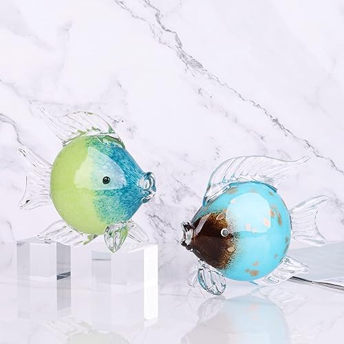 Miniatura 4 de Figuras grandes de cristal de peces de vidrio soplado a mano, estatua y escultura de peces para decoración del hogar, pisapapapeles de cristal de