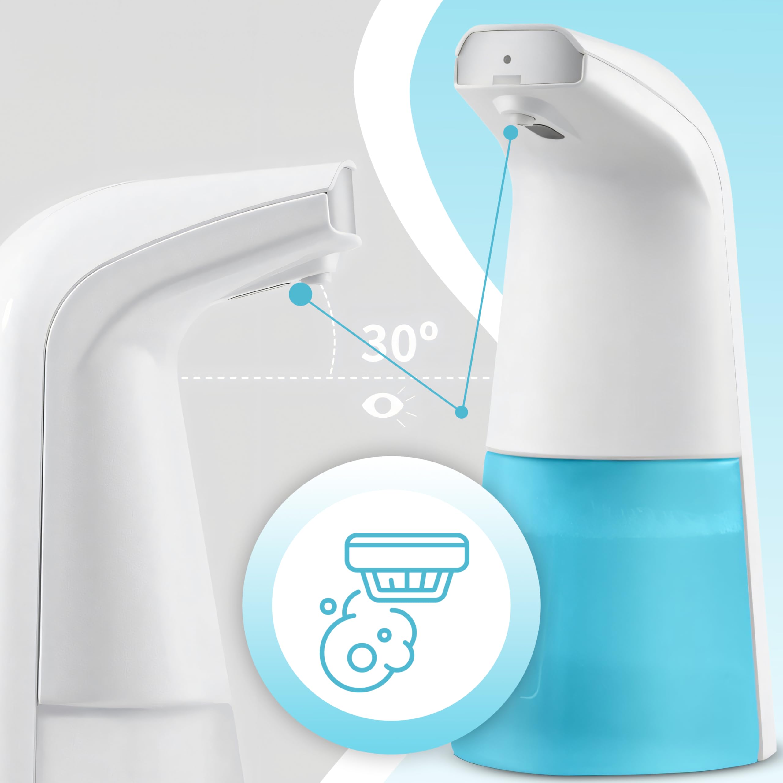 Retoo Automatyczny dozownik mydła, 400 ml, z czujnikiem podczerwieni, bezdotykowy, elektryczny dozownik mydła w piance, do łazienki, toalety, kuchni, wodoszczelny IPX3, dozownik mydła w płynie, bez