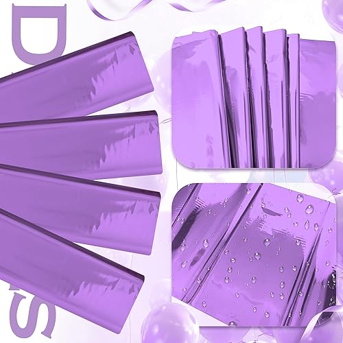 Miniatura 8 de 3 manteles metálicos de papel de aluminio morado brillante para fiestas, 54 x 72 pulgadas, decoración rectangular desechable para Halloween, Acción