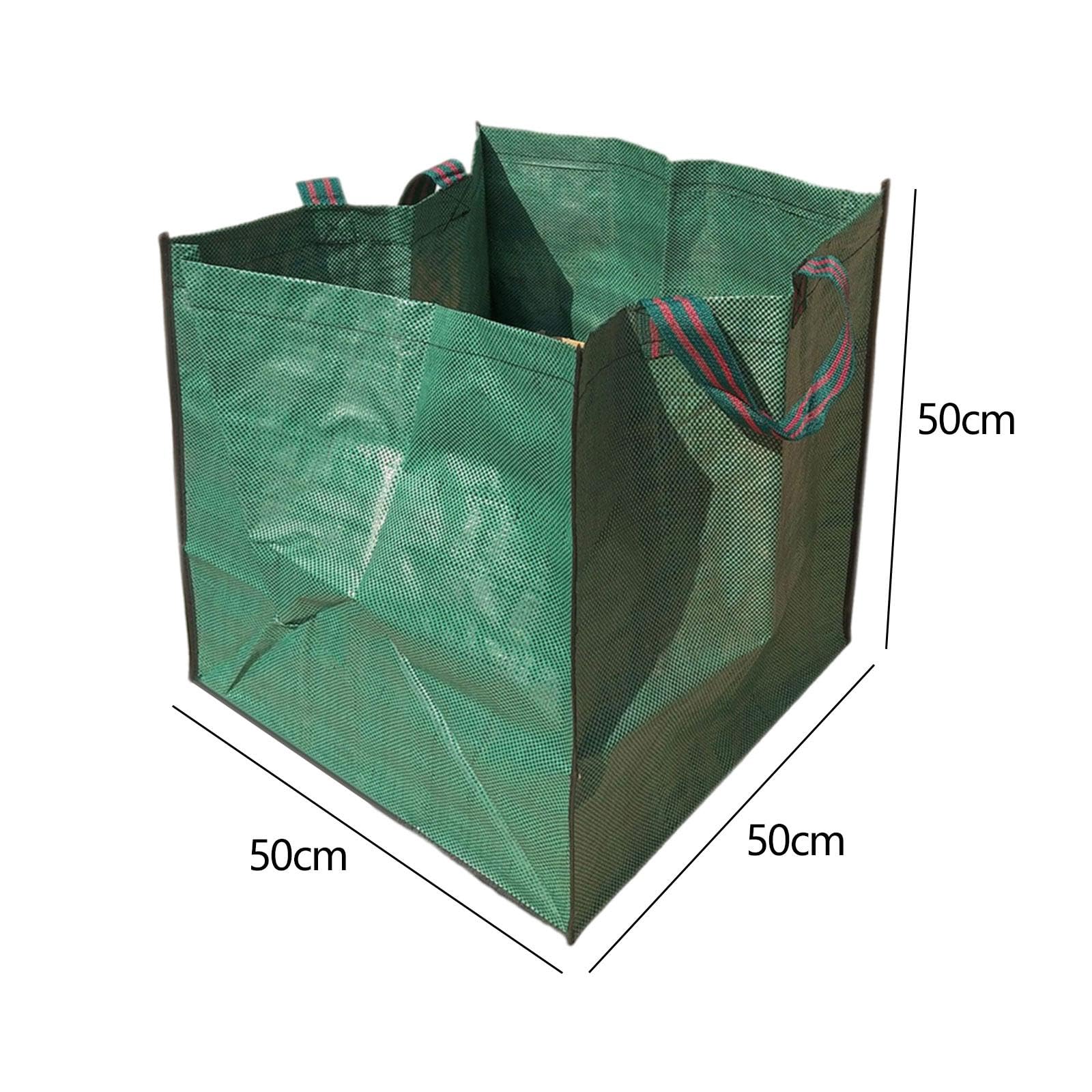 Juego de 5 bolsas de basura reutilizables para piscina, recogida de malezas y hojas caídas, bolsa de hojas de jardín, 50 x 50 x 50 cm, 125 L, color verde