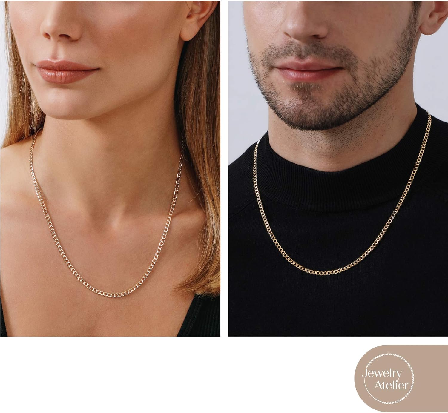 Jewelry Atelier Gold Chain Necklace Collection - 14K Solid Yellow Gold Filled Miami Cuban Curb Link Chain Necklaces for Women and Men with Different Sizes (2.7mm, 3.6mm, 4.5mm, or 5.5mm) - Image 2