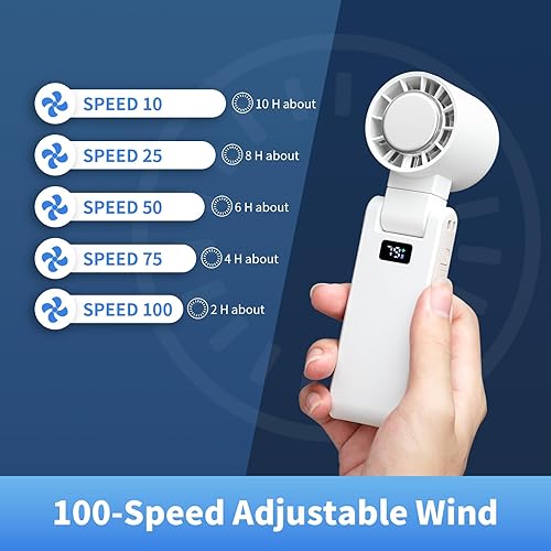 Miniatura 3 de OTPEIR Ventilador turbo portátil de mano con tecnología de enfriamiento, pantalla digital, control de 100 velocidades, ventilador personal