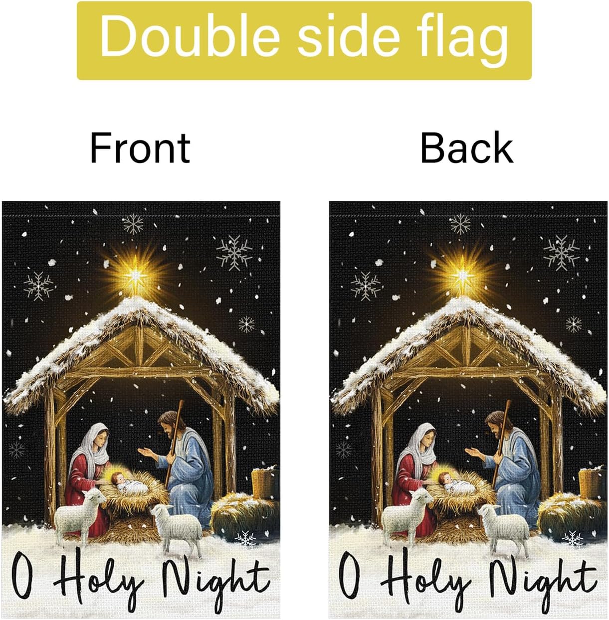 Louise Maelys Christmas O Holy Night Nativity Garden Flag 12x18 Inch Double Sided Xmas Small Burlap Welcome Winter Holiday Christian Yard Outdoor Outside House Decoration - Image 6