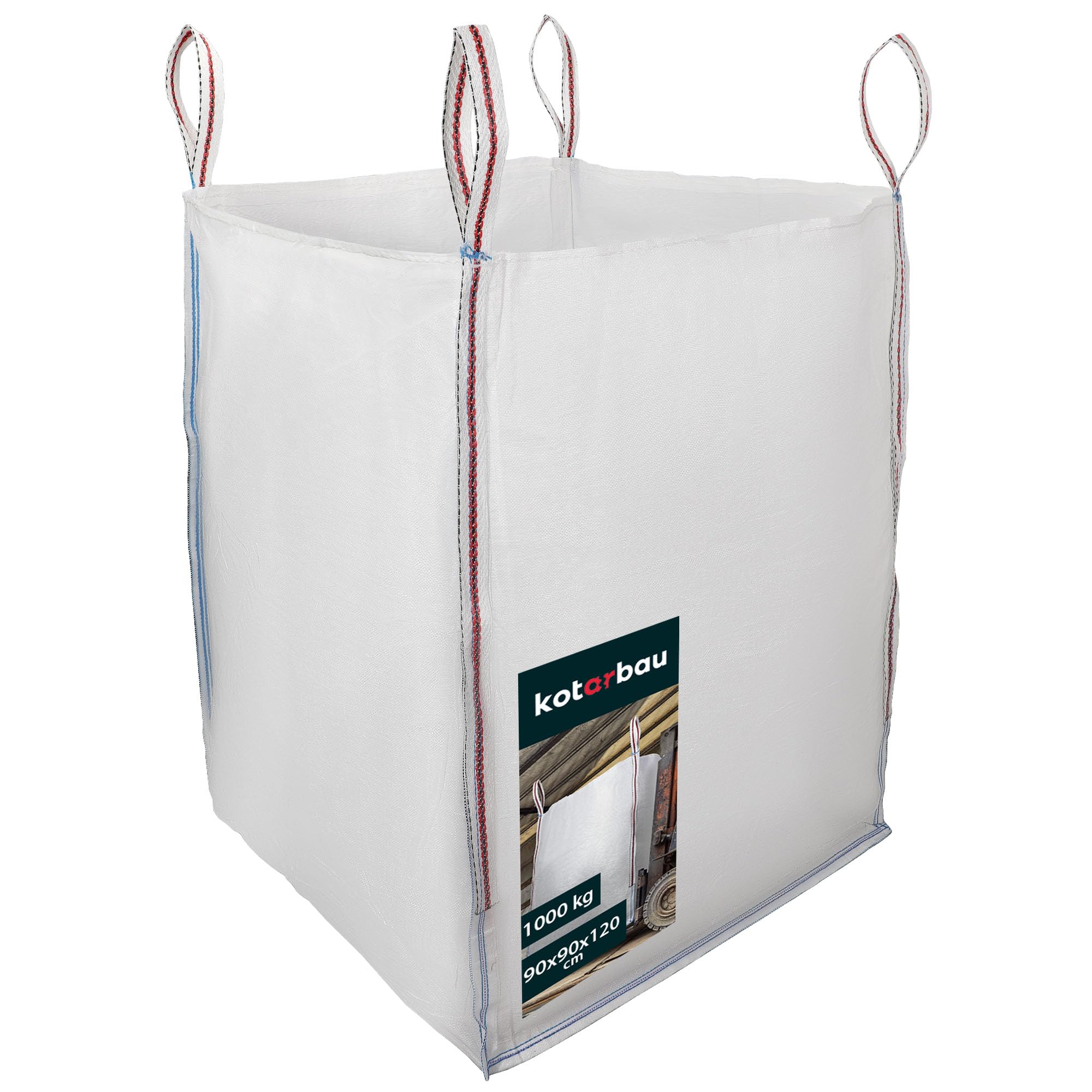 KOTARBAU Big Bag - Sacco per rifiuti da giardino, 90 x 90 x 120 cm, stabile, aperto, 1000 kg, in polipropilene, per carichi pesanti, da giardino, per albero, da giardino
