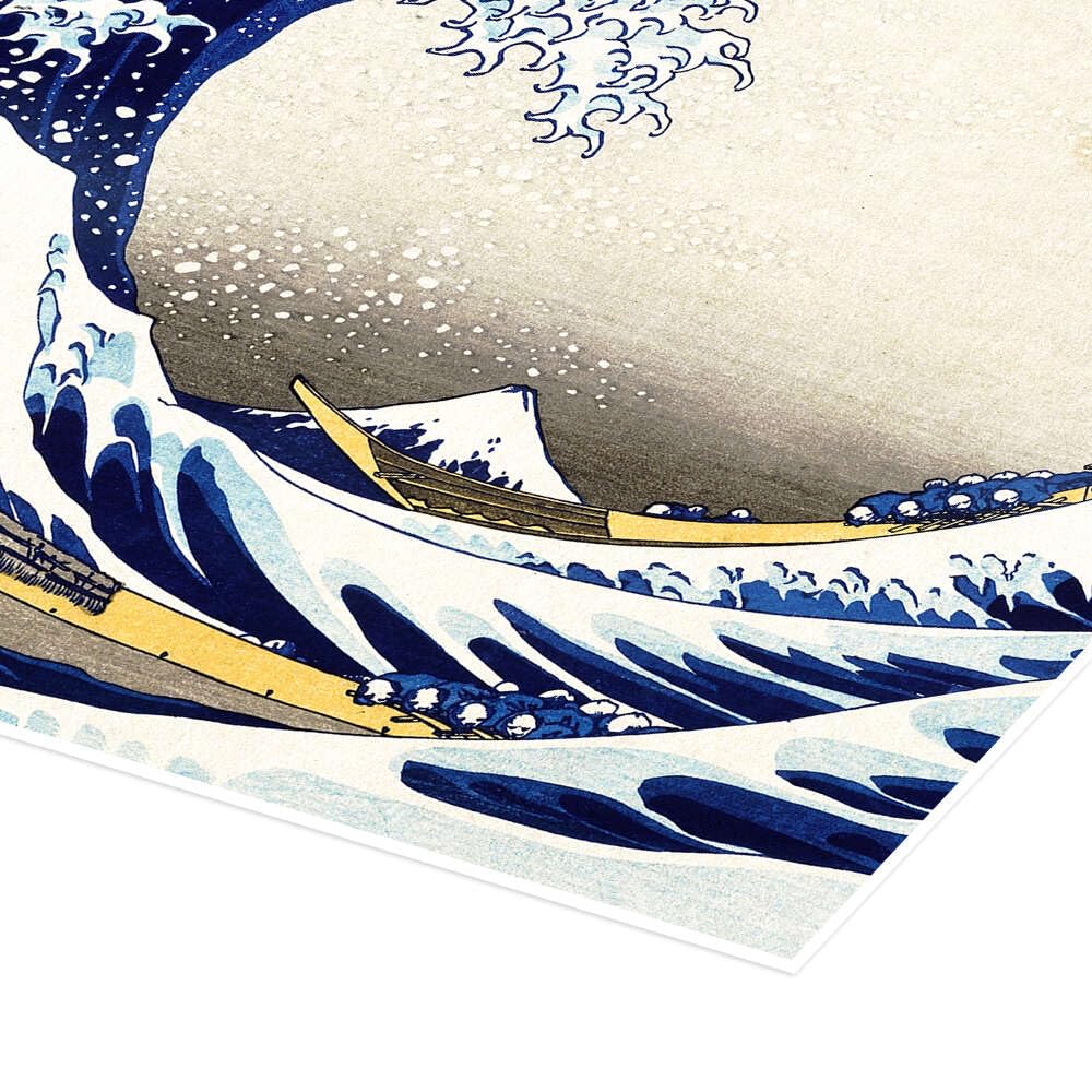 Posterlounge La grande onda di Kanagawa II Poster di Katsushika Hokusai 120 x 90 cm Blu Quadri Decorazione per pareti