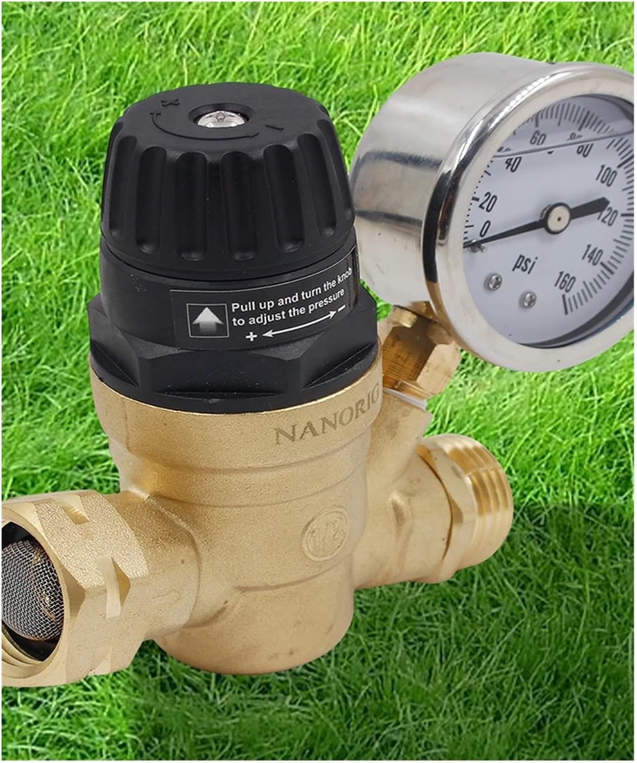 3/4 Inch Pressure Reducing Valve Compact RV Reducer with Gaug and 2 Filters for Camper/Garden Hose/Travel Trailer