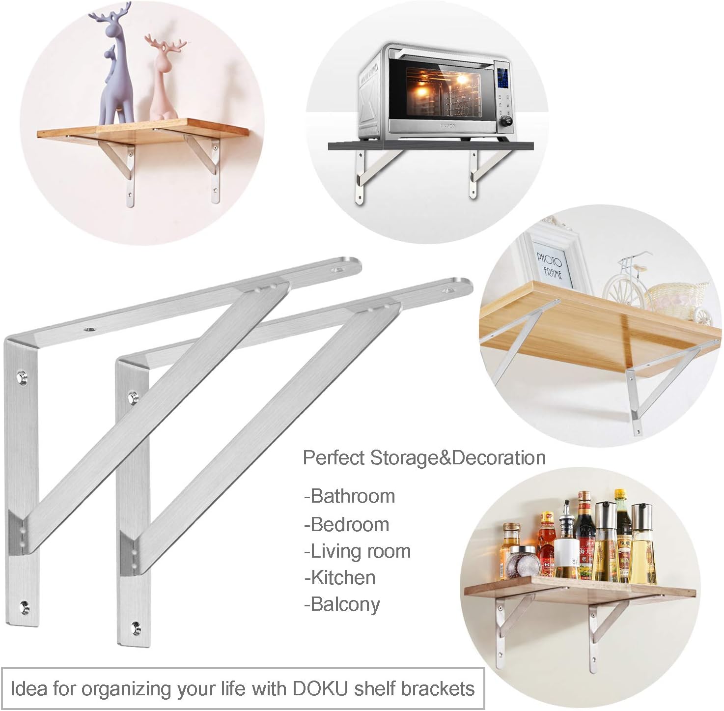 DOKU 16″ Shelf Bracket, Max Load 550 lb Heavy Duty Stainless Steel