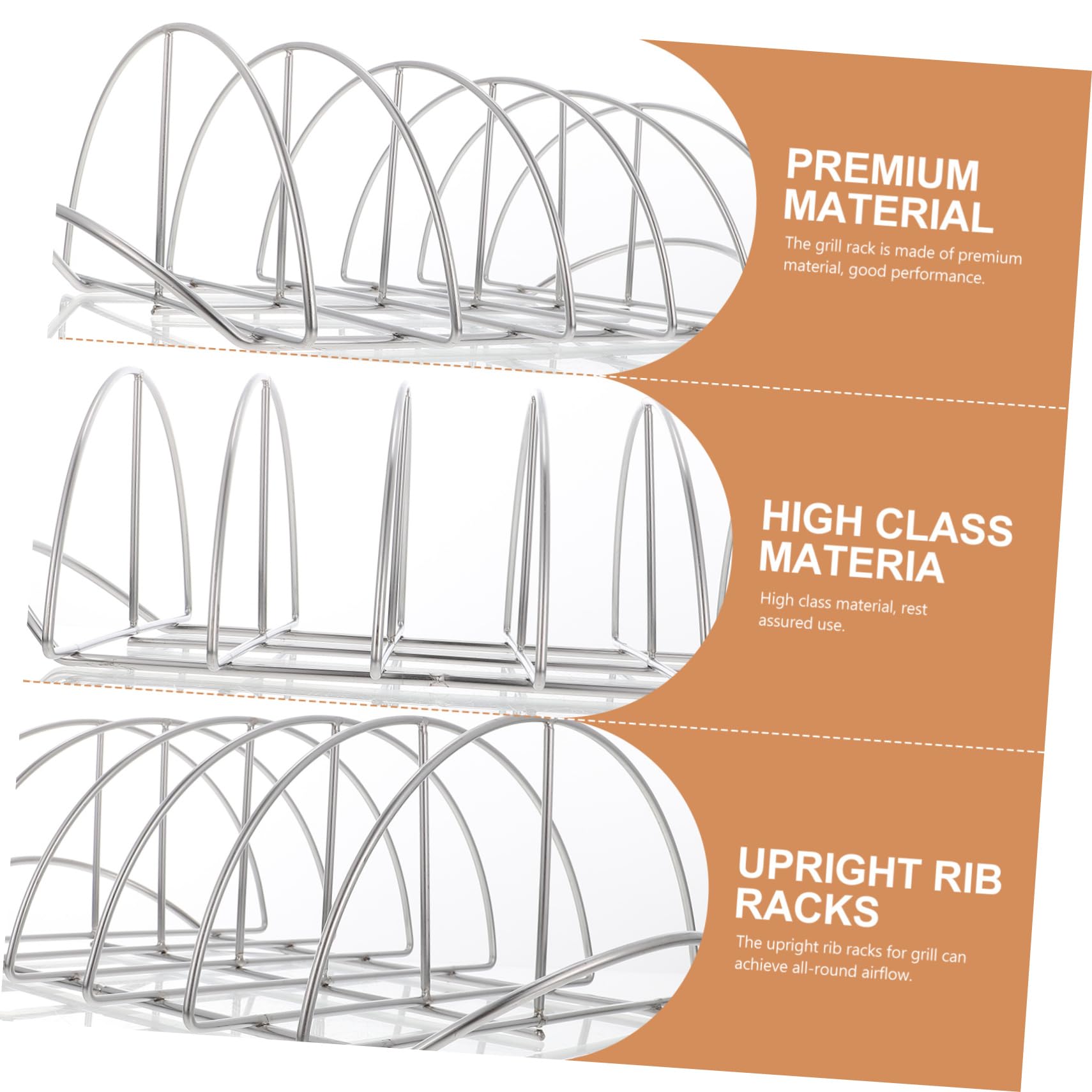 Mikikit Supporto per Costine per Barbecue in Acciaio Resistente all Usura Supporto Professionale per Costine per Barbecue Fornitura