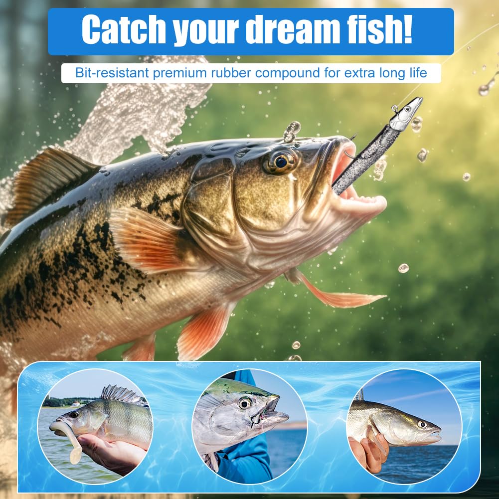 HOTUT Soft Señuelos de Pesca, Señuelos Blandos, de Goma para Lubina, Sábalo, Lucio, Trucha, Pesca de Carnívoros, señuelos de Pesca de caballa de Silicona para Peces Depredadores