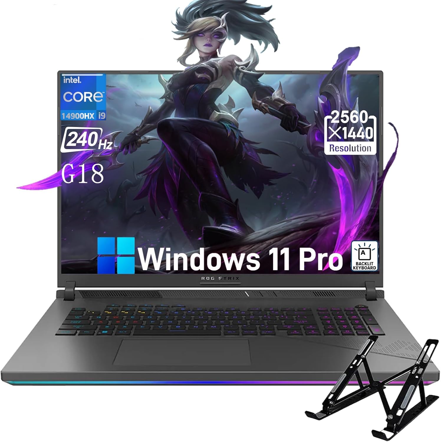 ASUS ROG Strix G18 Gaming Laptop 2024, 18″ 2.5K 240Hz Display, i9-14900HX(24-Core), NVIDIA RTX 4060 Graphics, 164GB DDR5, 12TB SSD, Backlit Keyboard, WiFi 6E, Windows 11 Pro, cefesfy Accessories