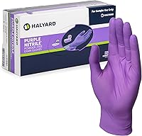 Halyard Purple Nitrile Exam Gloves - Powder-Free, Latex-Free Disposable Gloves with Textured Grip for Tattoo, Medical, Mechanic Use