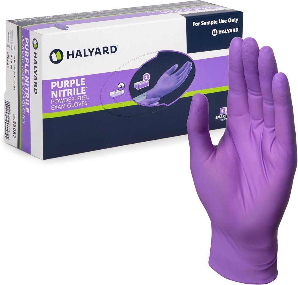Amazon.com: HALYARD PURPLE NITRILE Exam Gloves, Powder-Free, Non