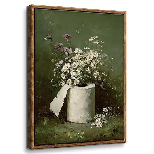 Framed Funny Bathroom Wall Art Vintage Toilet Paper Floral Canvas