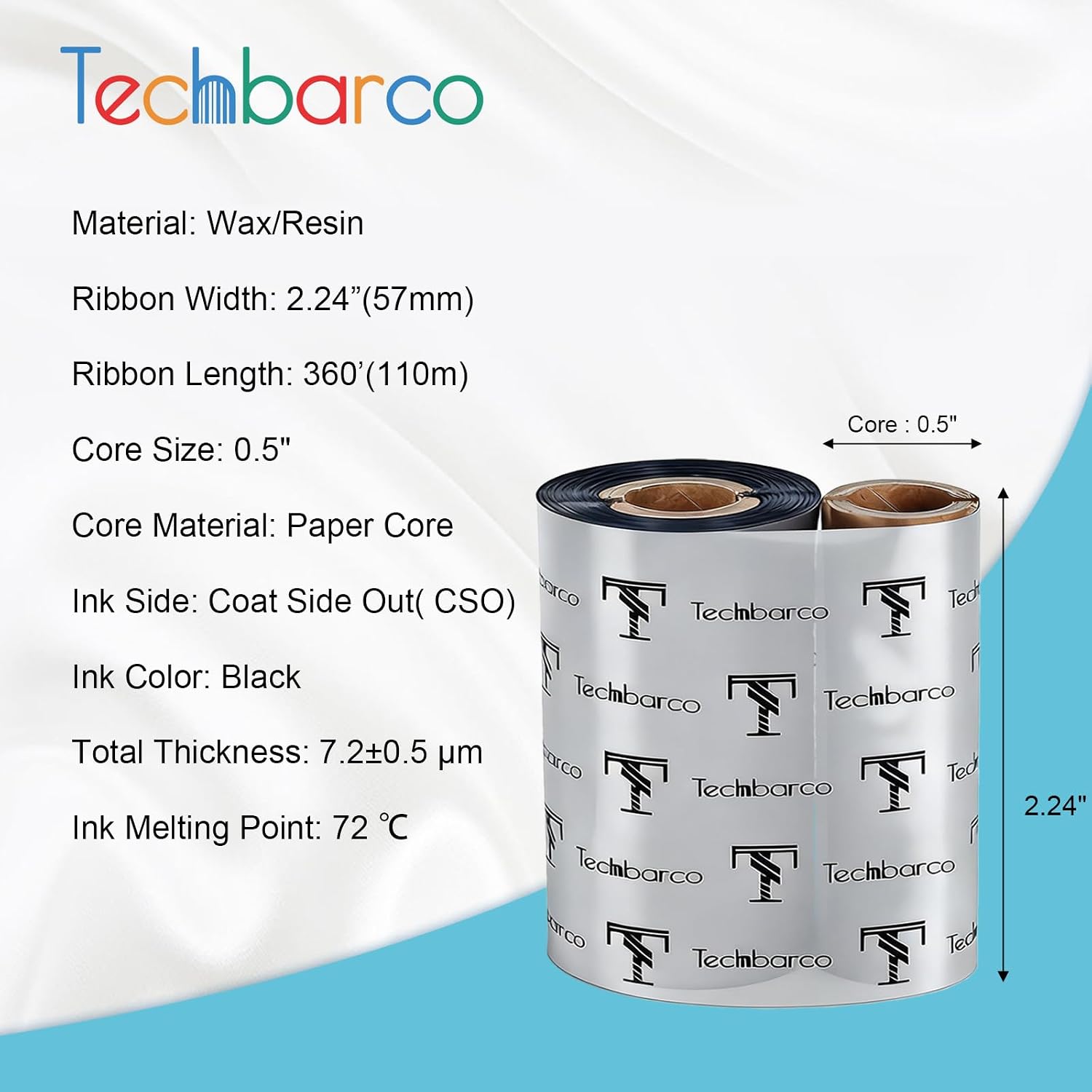6 Rolls 2.24" x 360' (57mm x 110m) Oil Change Sticker Printer Ribbon