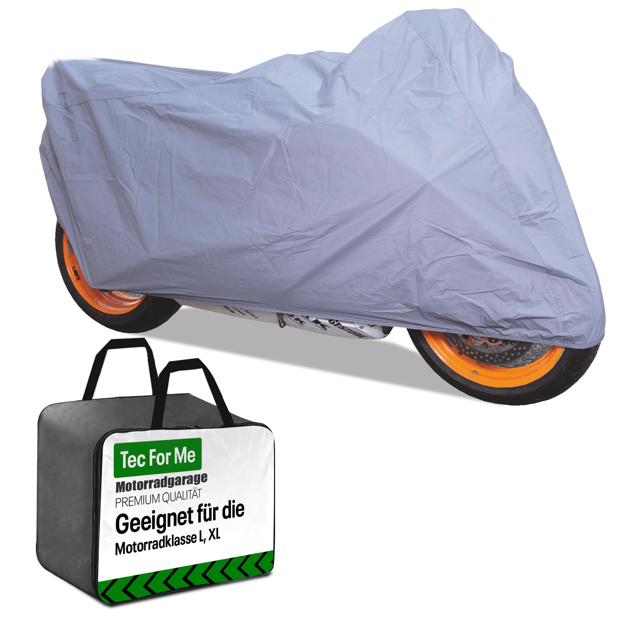 Bâche de protection pour moto, de qualité supérieure, résistante aux intempéries et à l'air, mélange de polyester et de coton, résistante à la chaleur, avec fenêtre, sac de rangement, taille L, 203 x