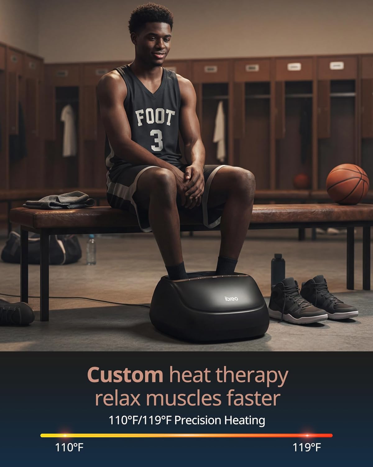 ibreo 4-in-1 Shiatsu Foot Massager with Heat, Deep Kneading, Air Compression, Vibration, FSA Eligible, HSA Eligible for Neuropathy, Plantar Fasciitis, Pain Relief, Gift for Women & Men Size Up to 14