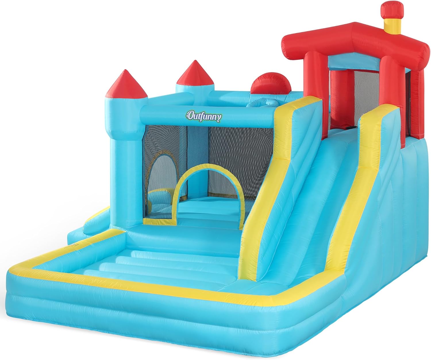 Bounce House with Slide, Inflatable Bouncy House for Kids 3-12, Outdoor & Indoor, 450W Blower, Blue