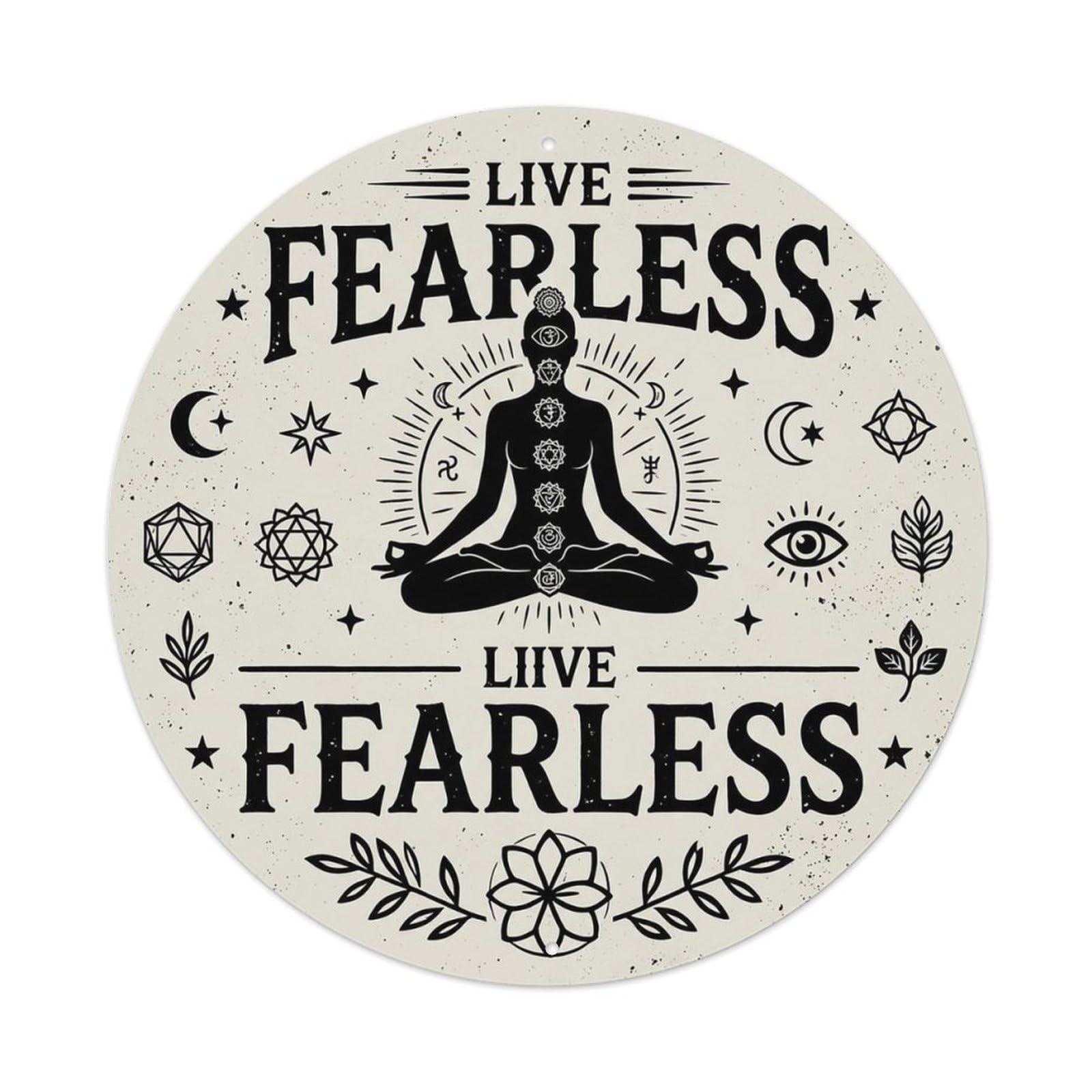 Zen Flower Meditation Den Fearless Vintage Metal Tin Sign Plaque Wall Decor for Cafe, Club Bar, Office, Garden Metal Poster 8x8Inch