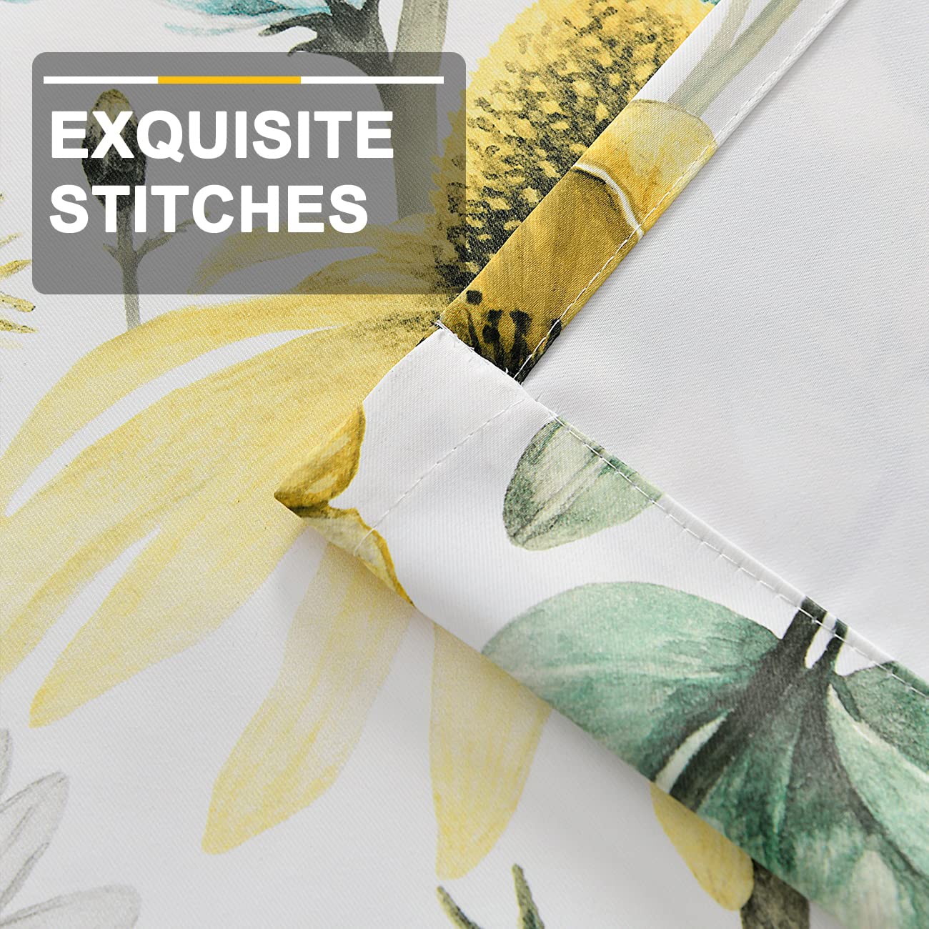 Yellow Poppy Floral Curtains - Room Darkening, 2 Panels 52x63 Inch, Grommet Top, Light Blocking Drapes For Bedroom - View #3
