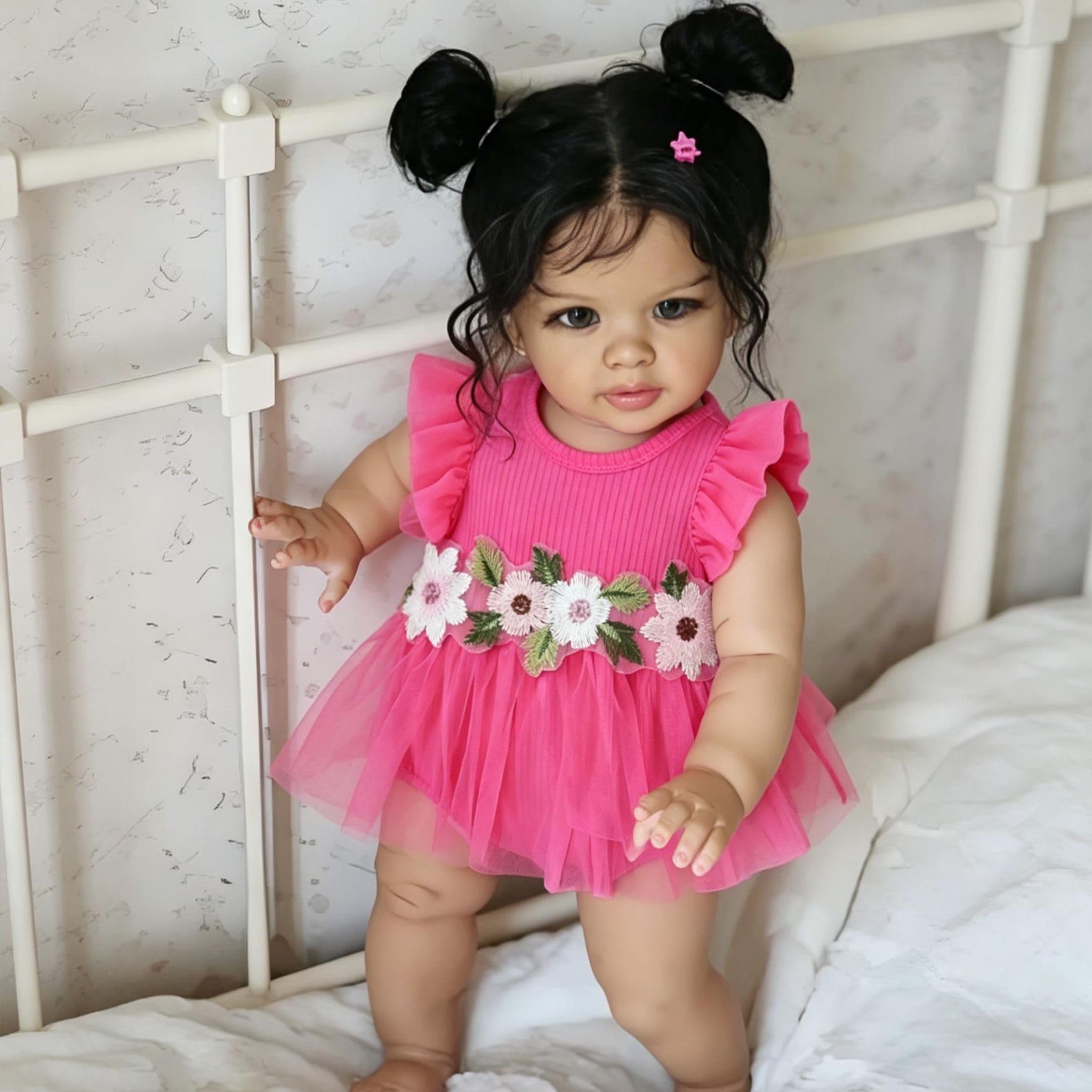 RXDOLL Afroamerykanin Reborn małe lalki czarna dziewczyna 66 cm duży rozmiar realistyczne lalki Reborn Baby Dolls miękka winylowa tkanina ciało prawdziwe życie laleczka bobas biracial realistyczna