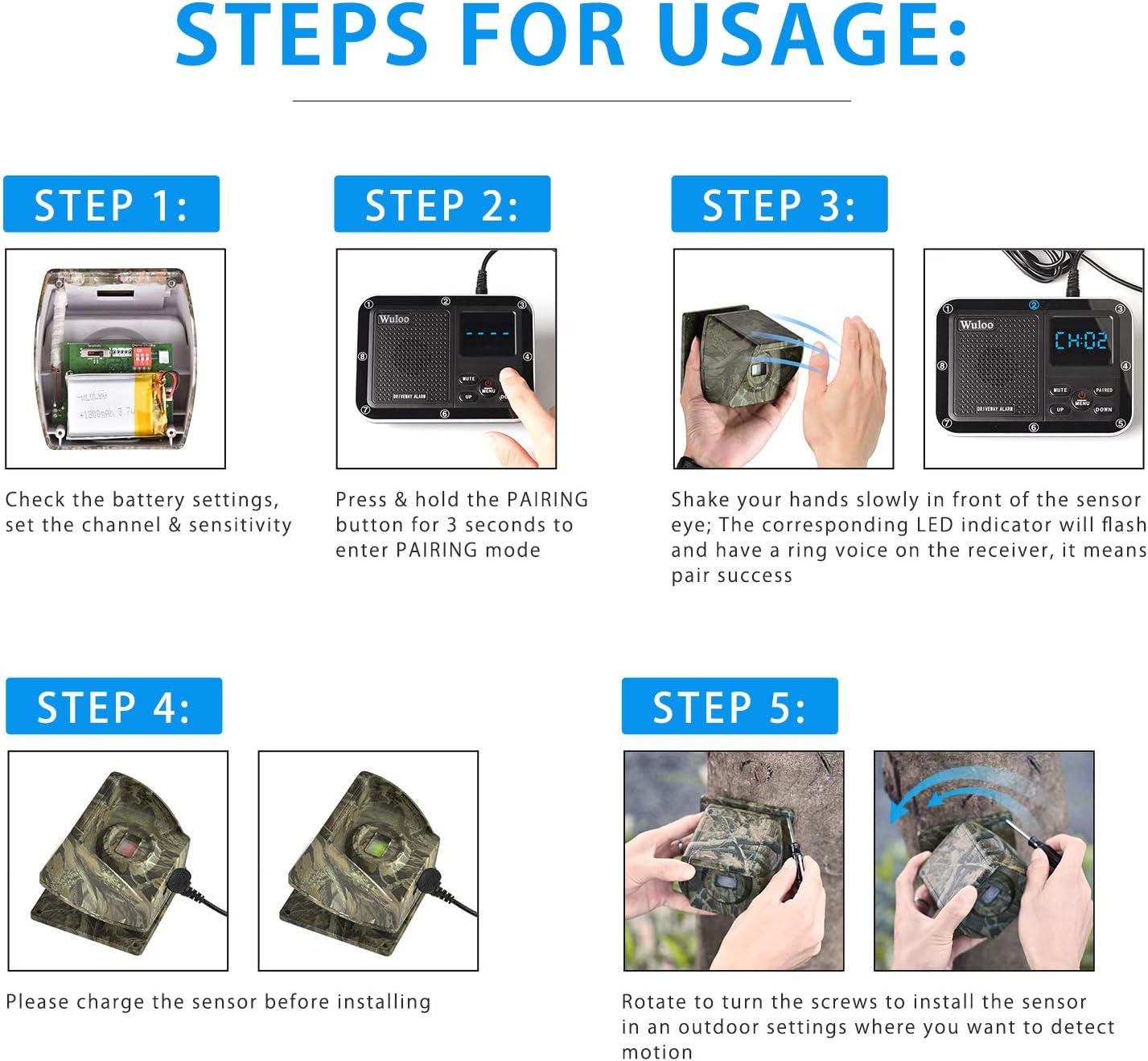 Get Discount Offer 1800 Ft Wireless Outside Driveway Alarm Outdoor Motion Sensor & Detector Driveway Alert System, Rechargeable Battery/Weatherproof/Mute Mode/Clock and Alarm Functional (1&3-Camouflage)