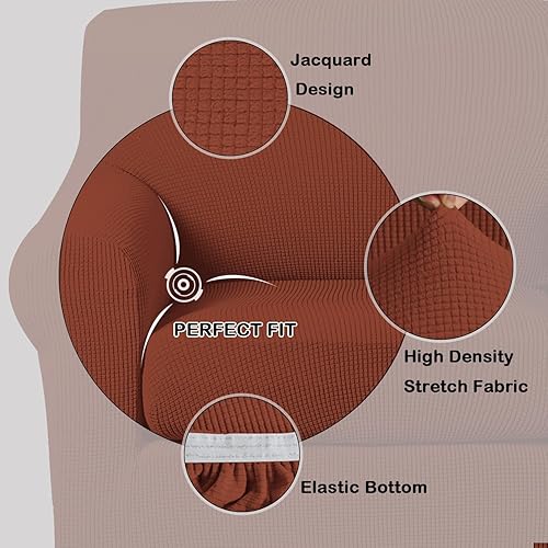 Vista 191 de Turquoize - Funda elástica para sofá de 2 piezas y 3 cojines, funda protectora lavable con elástico en la parte inferior, tela jacquard gruesa