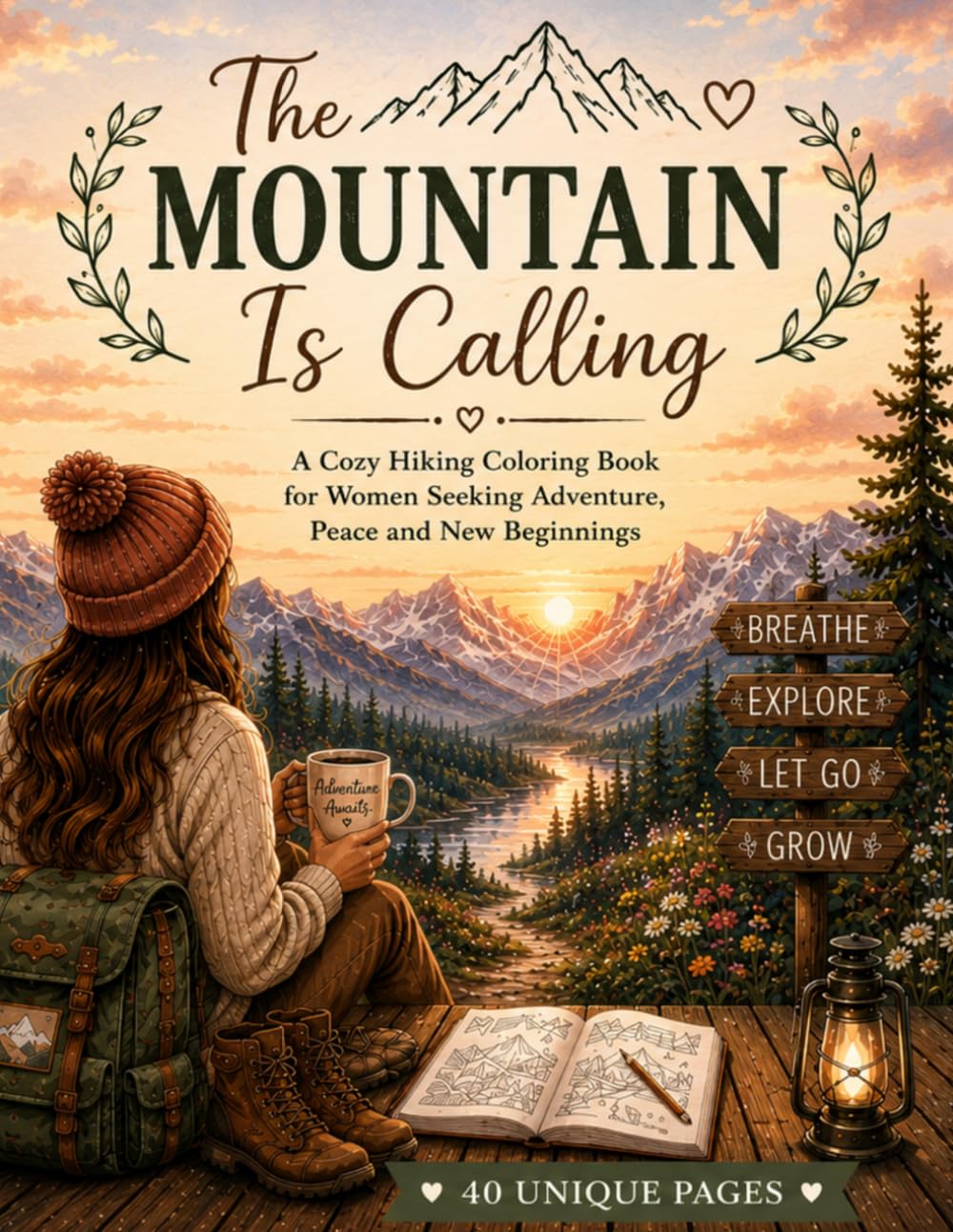 The Mountain Is Calling: A Cozy Hiking Coloring Book for Women Seeking Adventure, Peace and New Beginnings (A Cozy Escapes Coloring Book)