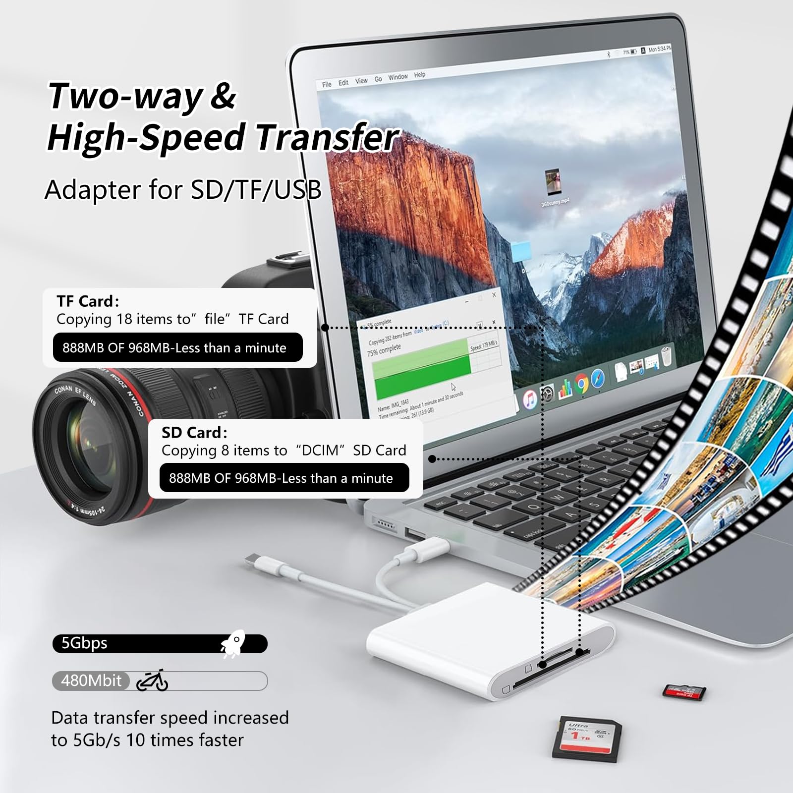 Czytnik kart SD do iPhone'a USB C, czytnik kart SD USB C podwójny interfejs iPhone Sd Card Adapter, czytnik kart do komputera / MacBooka/Androida/Usbc Laptop SD/Tf/Sim czytnik kart SD dla Androida