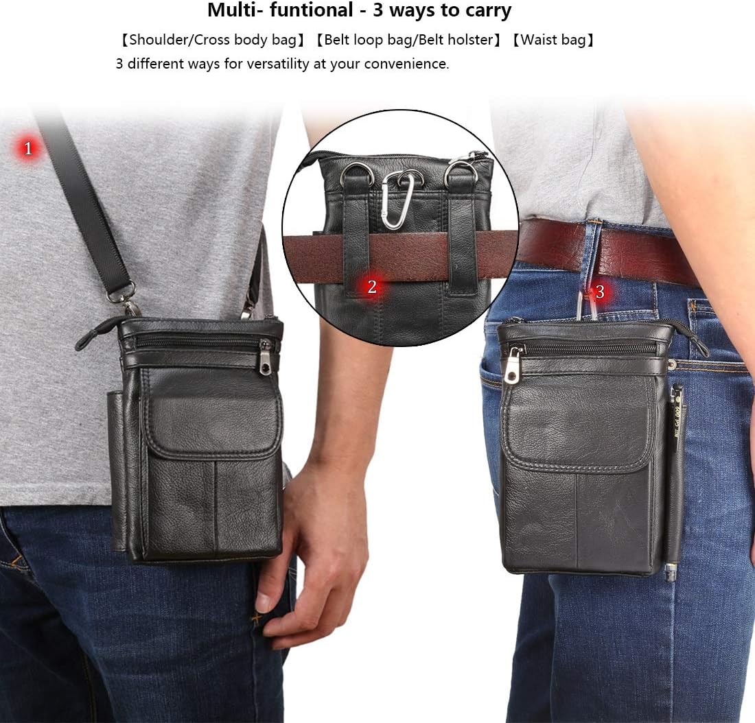 Amаzіng 🔥 Genuine Leather Cell Phone Belt Pouch for iPhone 12 Pro Max Holster with Belt Clip/Loop, For Samsung S20 FE 5G/Note 20 Ultra Crossbody Case Wallet Men Messenger Bag Waist Purse Carrier Fanny Pack