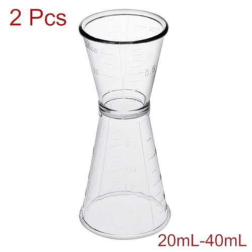 Miniatura 2 de uxcell 2 unids doble claro Jigger plástico medida taza para bar fiesta cocina herramienta 1.4 fl oz0.7 fl oz
