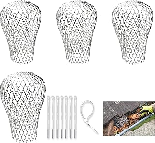 4 Stück Dachrinnen Laubschutz, Regenrinnen Laubschutz, Fallrohrschutz, Laubschutz Dachrinne, Laubschutz für Dachrinnen, Laubfang Fallrohr, für Fallrohre mit 3–15 cm Durchmesser