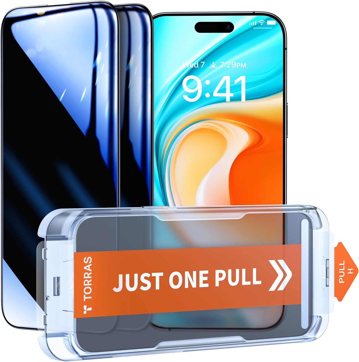 TORRASUncrackable 9H+ for iPhone 16 Pro Max Privacy Screen Protector [ 12FT Military-Grade Anti Shatter] [Top 25° Anti Spy, Data Protection] Full Coverage Tempered Glass, 2-Pack 6.9"ClimatePartner certified