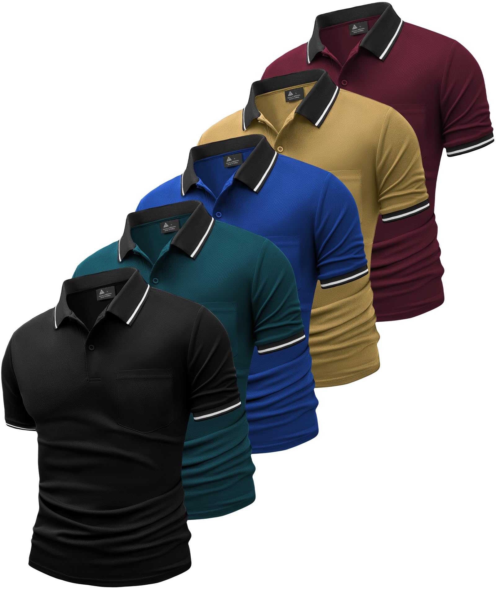 SwissWell Polo Uomo Maniche Corte Pacco da 5 Polo da Golf Tennis T Shirt Leggera e Traspirante