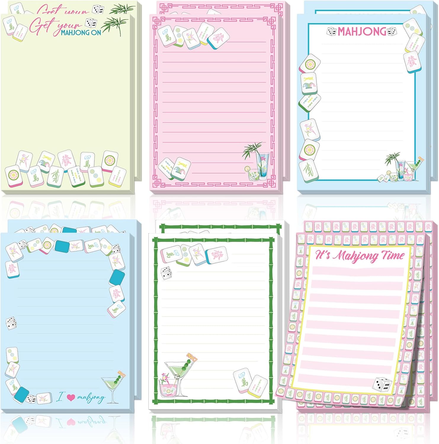 Mahjong Sticky Notes Pads Mahjong Style Notepads Mah Jongg Lovers Gifts Accessories Mah Jong Birthday Party Decorations Supplies for Home School Office, 5x4 Inch 12 Pcs
