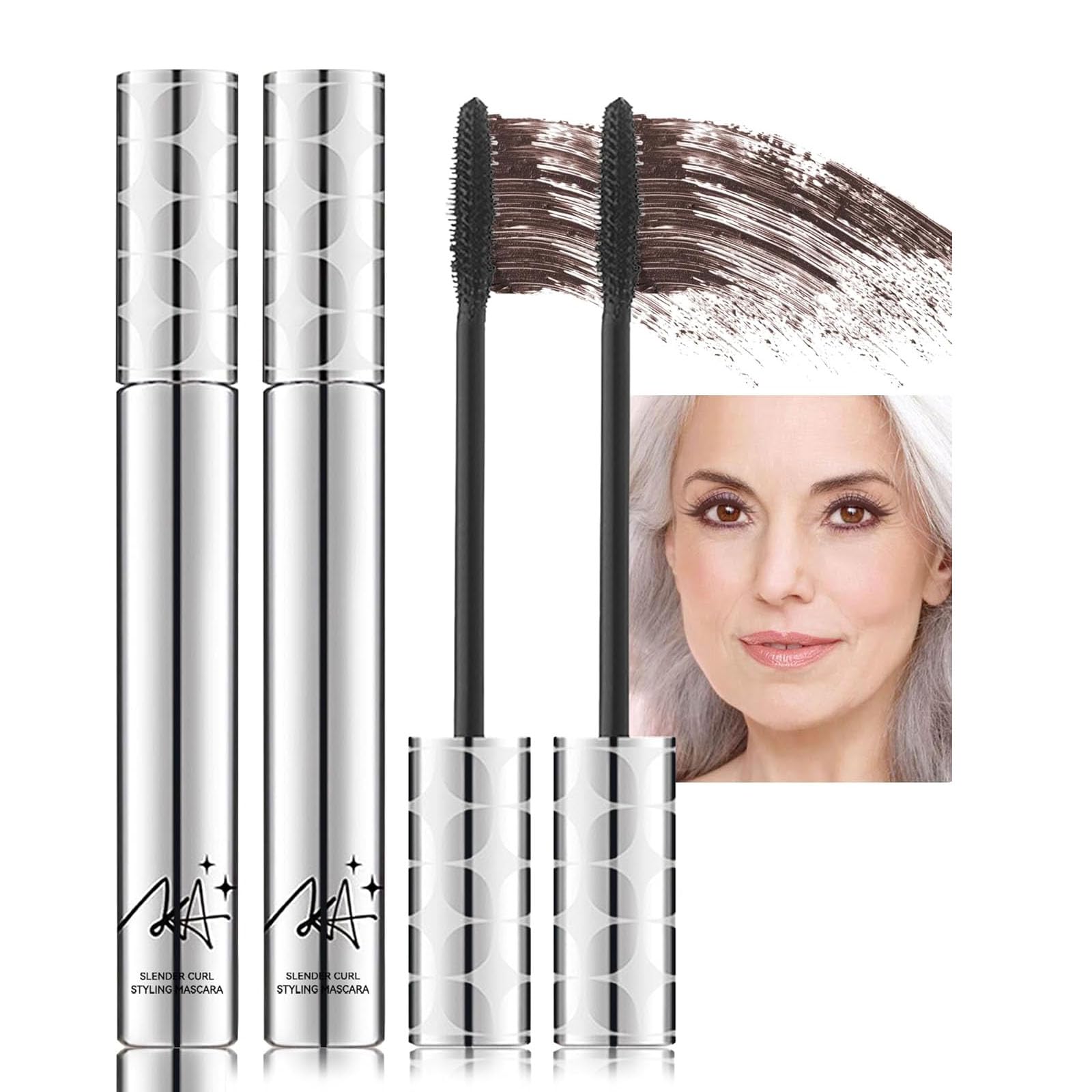Mascara brun waterproof volumateur et allongeant pour femmes plus âgées | Cils clairsemés et vieillissants - Doux pour l