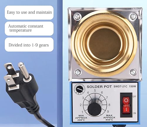 Miniatura 5 de Olla de soldadura placa de titanio para baño de soldadura de 150 W 110 V con olla extra de 1969in y raspador de pasta de soldadura 3920-8420F