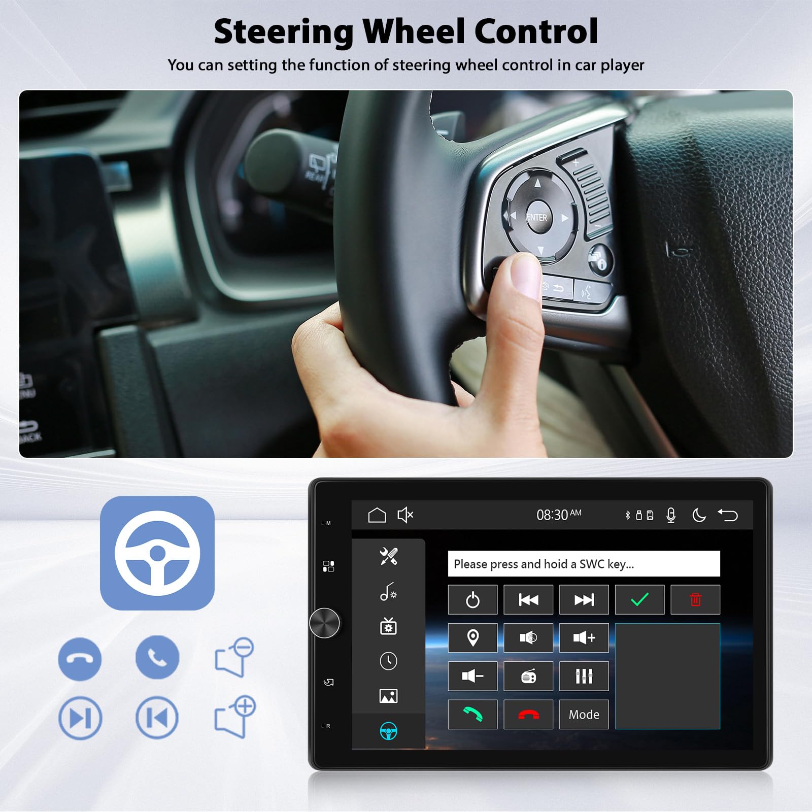 Inefala 1 Din Autoradio mit Wireless Carplay Android Auto, 10,4 Zoll drehbares Touchscreen-Autoradio unterstützt Bluetooth Freisprecheinrichtung/Mirror Link/FM Radio/USB/AUX/TF/EQ mit Rückfahrkamera