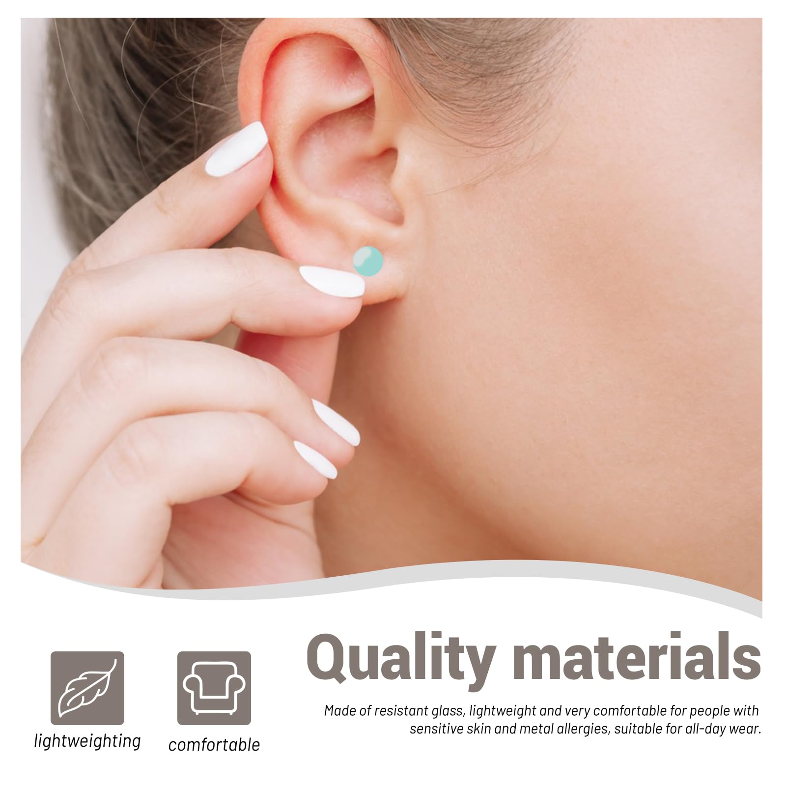 Kit di dilatazione dell'orecchio 14G-1G, 18 tappi per le orecchie in vetro, tappi in vetro svasato singolo con O-ring per espandere l'orecchio, calibri neri per orecchie, gioielli piercing
