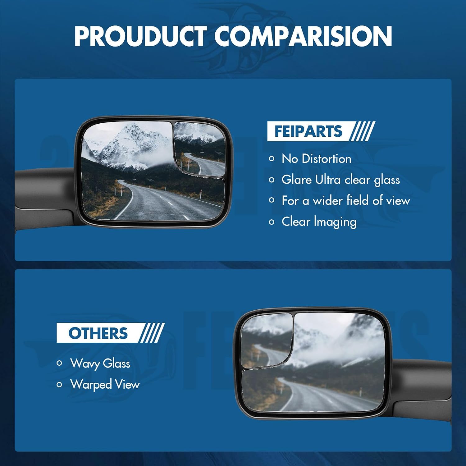 Tow Mirrors Fit for 1998-2001 for Dodge for Ram 1500 1998-2002 for Dodge for Ram 2500 for Ram 3500 Towing Mirrors with Left Right Side Mirrors Power Control Black Housing Heated