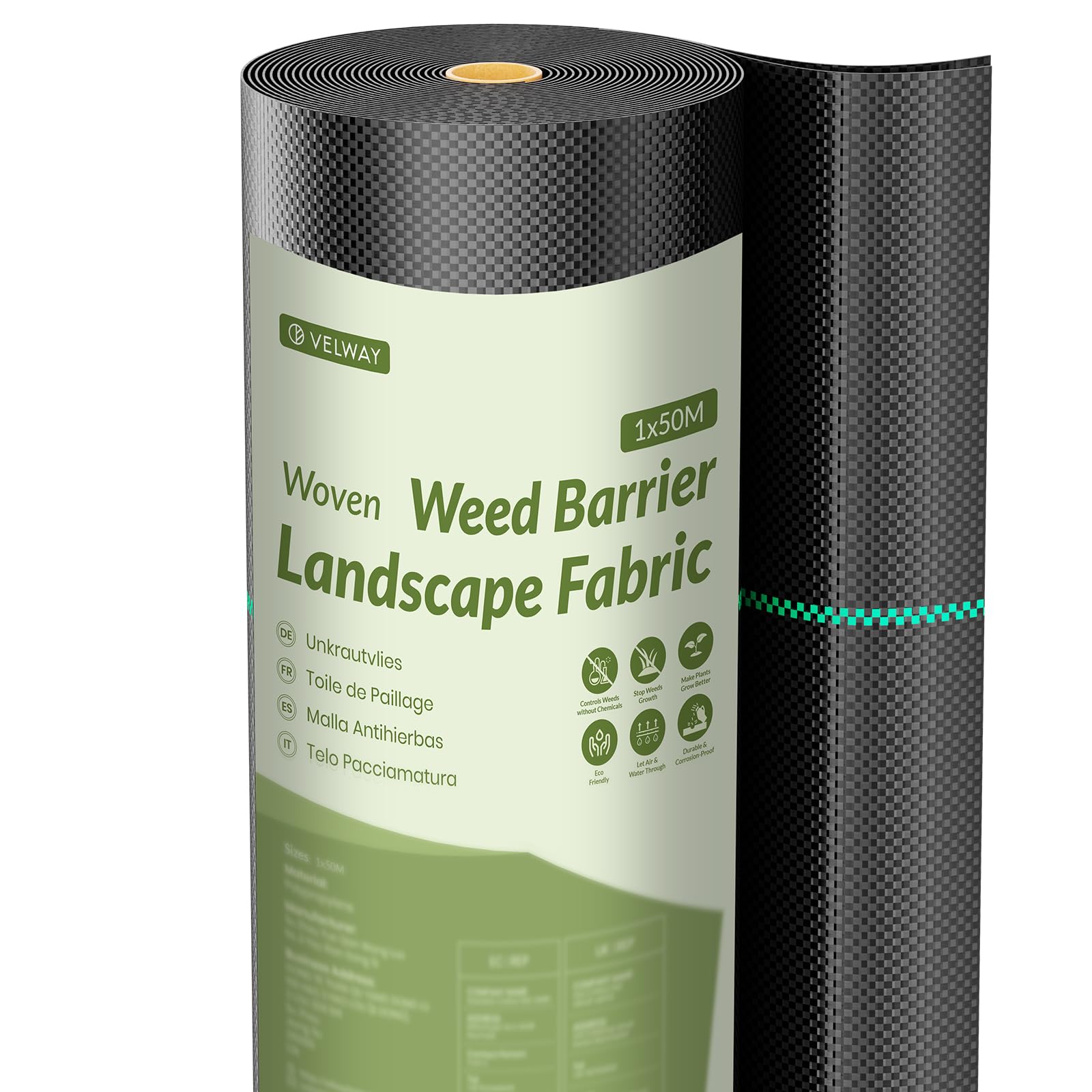 Velway Weed Control Membrane Heavy Duty - 1x50M Weed Control Barrier Fabric Landscape Ground Cover for Artificial Grass Patios Paths Flower Beds - Weed Suppressant Membrane โ image 1