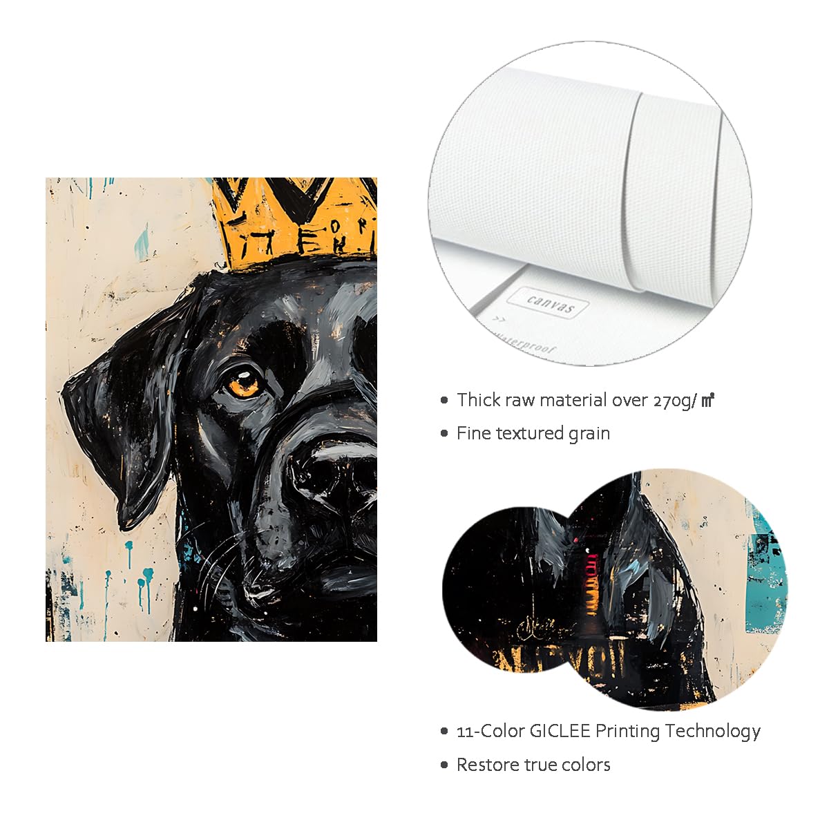 CHERHERART Labrador Graffiti Obraz Na Płótnie Dekoracja Nowoczesny Zwierzę Sztuka Abstrakcyjna Pies Zwierzęta Sztuka Ścienna Do Salonu Sypialni Biura 40 x 50 cm Wewnętrzna Rama
