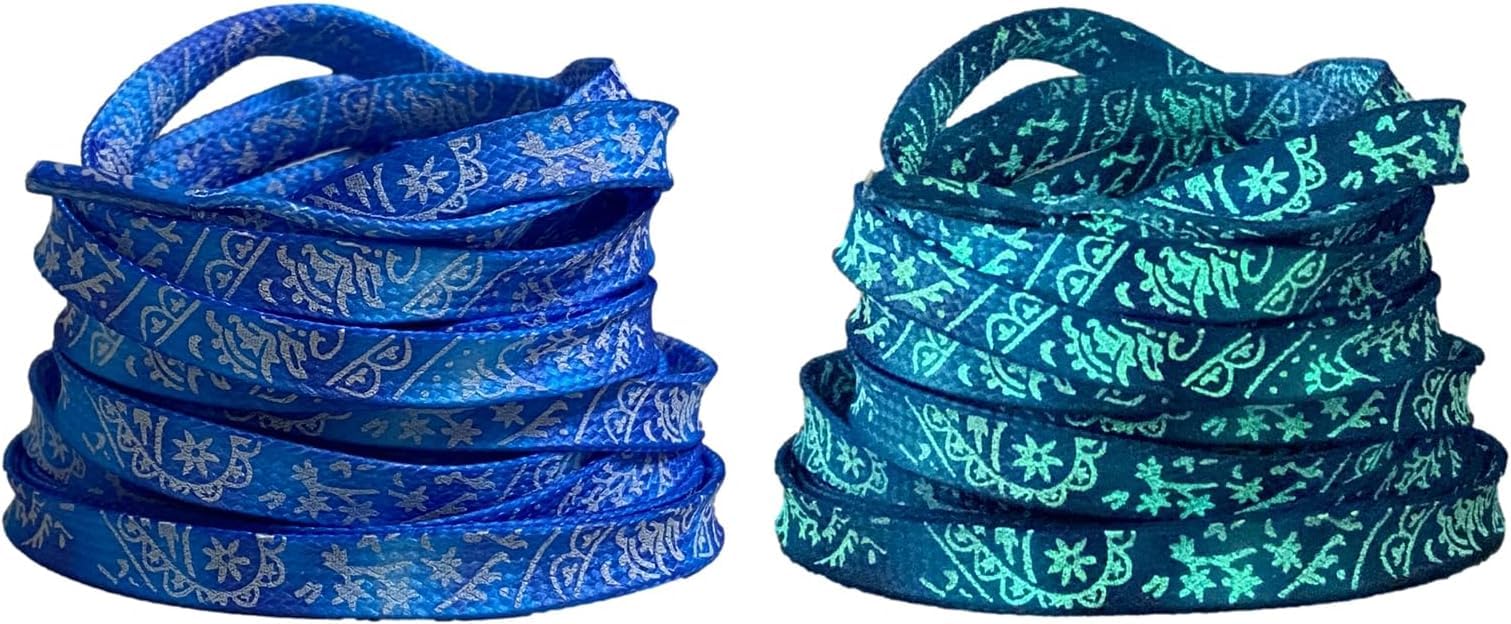 SHOPVILLA 1 Pairs (2Pcs) Luminous Neon Flat Shoelaces for Sneakers Saddle Riding Tracking Trainers Sport Shoes Gradient Color Printed Nylon Shoe Strings Reflective Shoe Laces (Blue) (B0D78WSDT5) Amazon Price History, Amazon Price Tracker