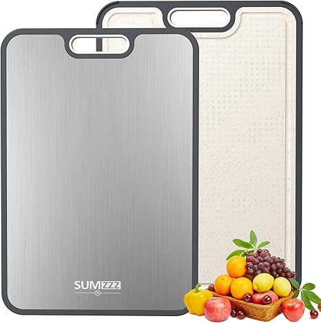 Titanium Cutting Boards for Kitchen, Cutting Board Double Sided Food Grade, Pure Titanium and Wheat Straw PP, Dishwasher Safe Easy to Clean Large Size 16 11