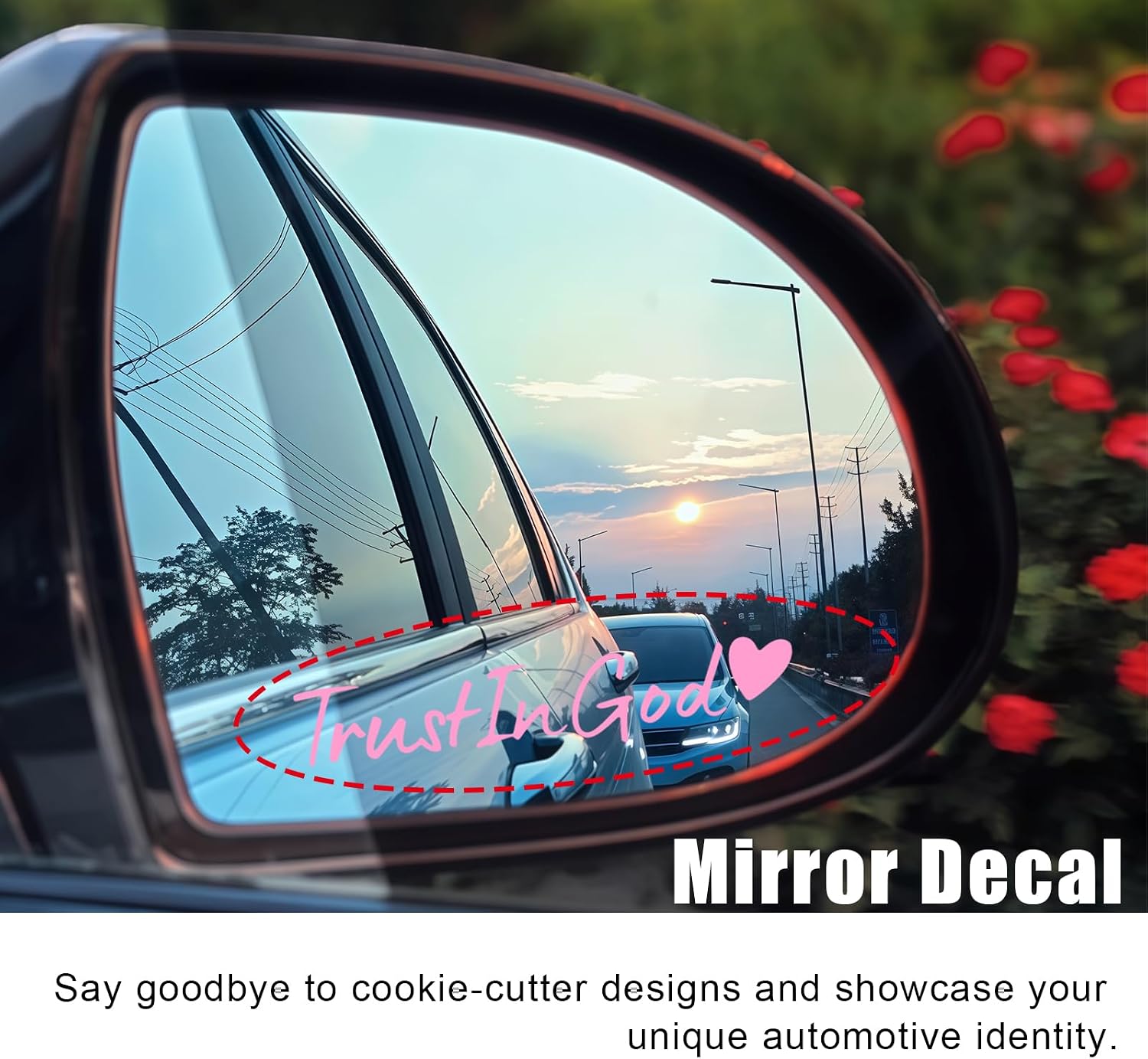 Car Decals 4 PC Trust in God Rearview Mirror Sticker, Waterproof Vinyl Decals, Christian Car Accessories for Women, Cute Auto Decor Fits Most Vehicles (Pink) image 3