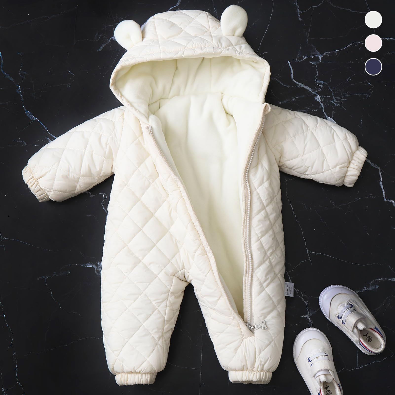 Traje de Nieve Bebé Niños Niñas Disfraz Mono Recién Nacido Engrosado Traje de Esquí con Capucha