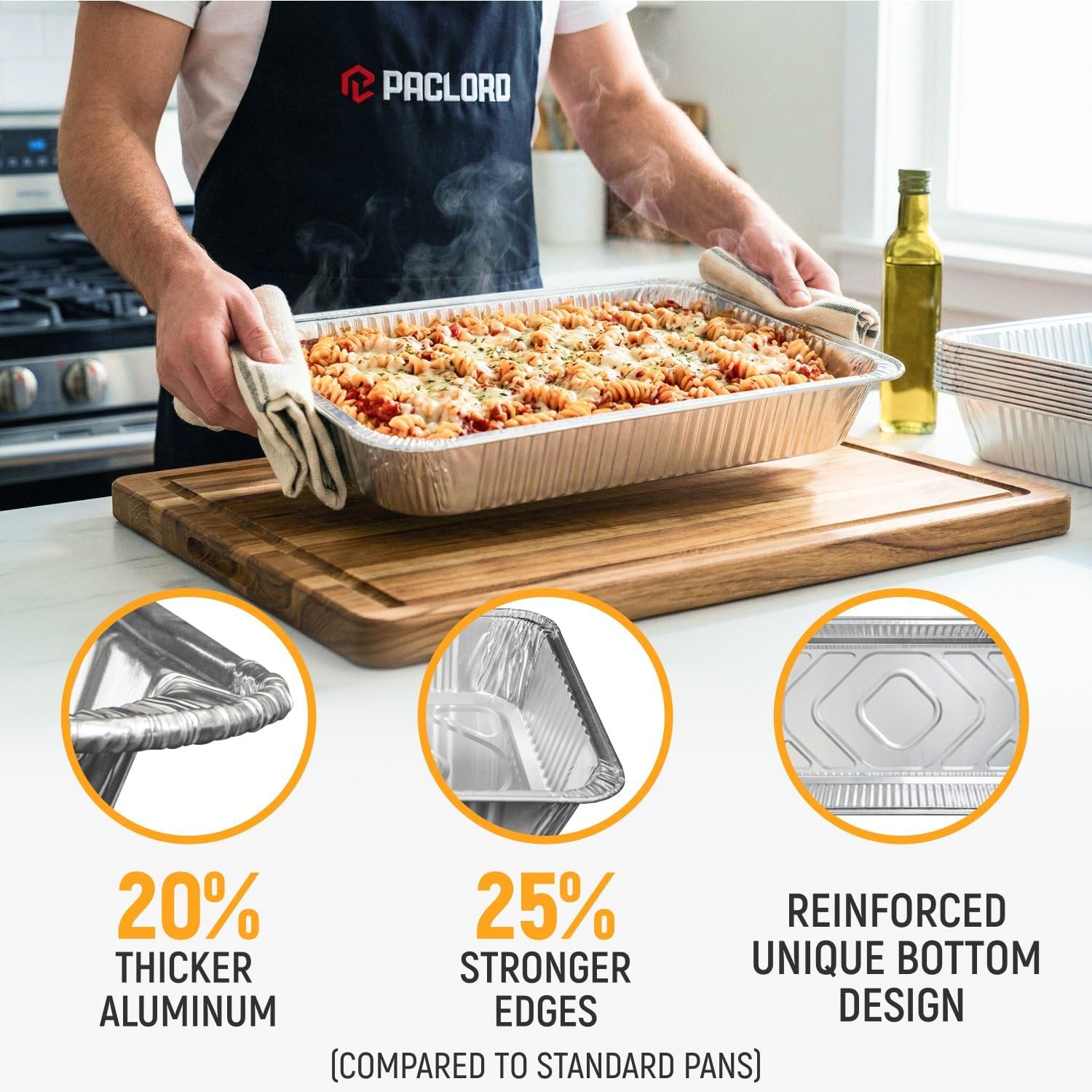 Aluminum Foil Pans - Full-Size 21" x 13", Pack of 25 - USA-Made Disposable Aluminum Trays for Steam Table & Chafing Racks - Great for Baking, Catering, BBQ, Parties, Food Delivery